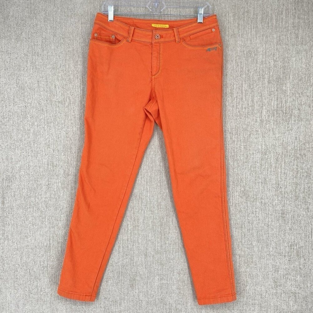 Louis Castel‎ Slim Leg Denim Jeans 6 Orange Embroidered Dachshund Logo